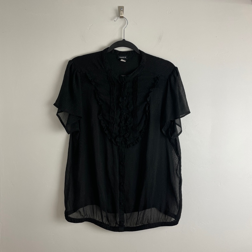 Torrid Polka Dot Ruffle Sheer Top Sz 2